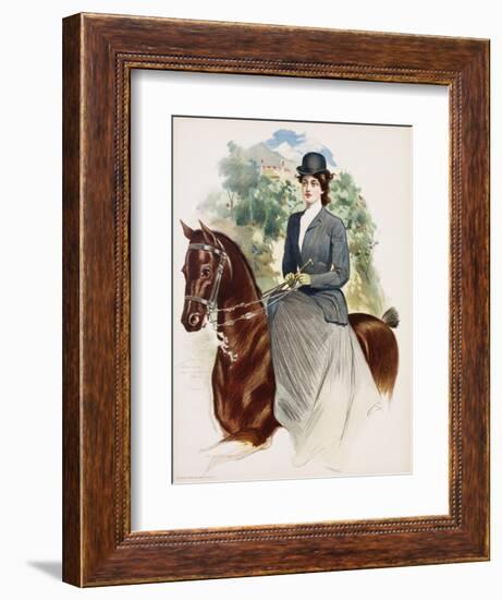 Poster Depicting a Woman Riding Sidesaddle by Thomas Mitchell Peirce-null-Framed Giclee Print