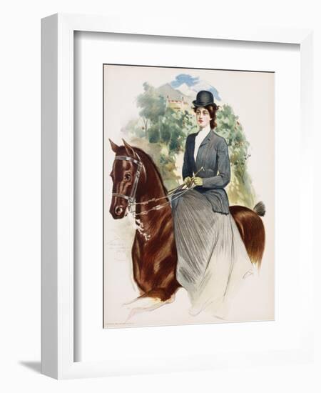 Poster Depicting a Woman Riding Sidesaddle by Thomas Mitchell Peirce-null-Framed Giclee Print