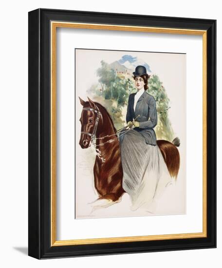 Poster Depicting a Woman Riding Sidesaddle by Thomas Mitchell Peirce-null-Framed Giclee Print