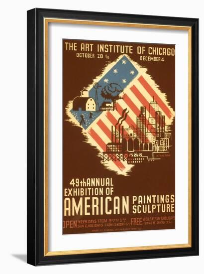 Poster for American Art Exhibition-null-Framed Art Print