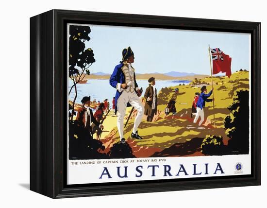 Poster for Australia Showing the Landing of Captain Cook at Botany Bay in 1770-null-Framed Premier Image Canvas