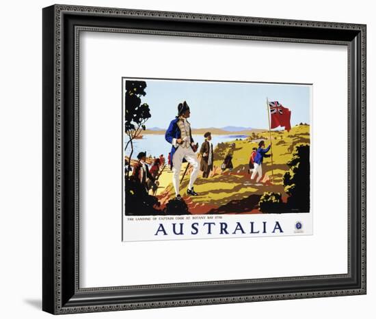 Poster for Australia Showing the Landing of Captain Cook at Botany Bay in 1770-null-Framed Photographic Print