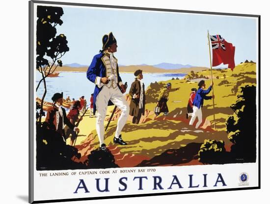 Poster for Australia Showing the Landing of Captain Cook at Botany Bay in 1770-null-Mounted Photographic Print