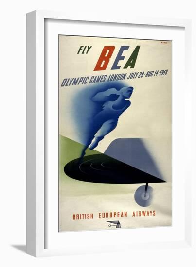 Poster for British European Airways (BEA) Featuring the 1948 London Olympic Games-null-Framed Premium Giclee Print