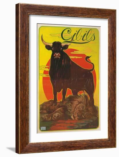 Poster for Cibils Meat Extract with Bull and Lion-null-Framed Giclee Print