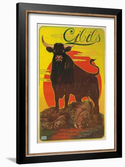 Poster for Cibils Meat Extract with Bull and Lion-null-Framed Giclee Print