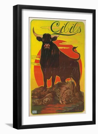 Poster for Cibils Meat Extract with Bull and Lion-null-Framed Giclee Print