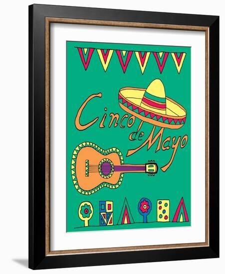 Poster for Fiesta Time with Colorful Hand Drawn Attributes of Mexican Holiday. Cinco De Mayo Banner-Romas_Photo-Framed Art Print
