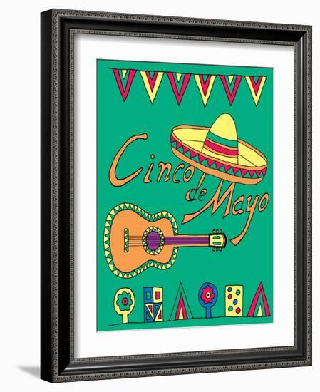 Poster for Fiesta Time with Colorful Hand Drawn Attributes of Mexican Holiday. Cinco De Mayo Banner-Romas_Photo-Framed Art Print