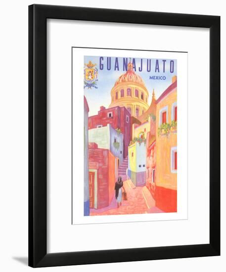 Poster For Guanajuato Mexico Colonial Streets Framed Art Print By Artcom - 