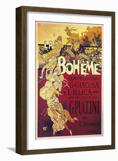 Poster for La Boheme, Opera by Giacomo Puccini, 1895-null-Framed Giclee Print