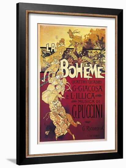 Poster for La Boheme, Opera by Giacomo Puccini, 1895-null-Framed Giclee Print