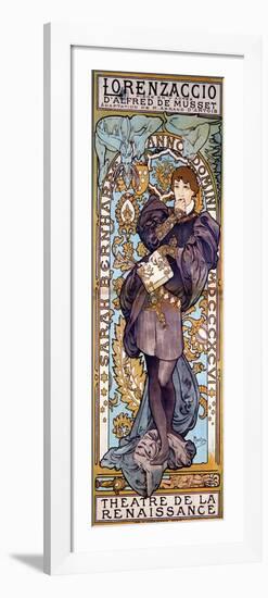 Poster for Lorenzaccio Alfred De Musset, with Sarah Bernhardt, Paris, 1896 (Colour Litho)-Alphonse Marie Mucha-Framed Giclee Print