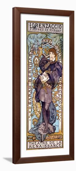 Poster for Lorenzaccio Alfred De Musset, with Sarah Bernhardt, Paris, 1896 (Colour Litho)-Alphonse Marie Mucha-Framed Giclee Print