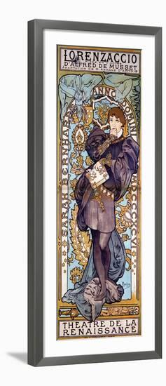 Poster for Lorenzaccio Alfred De Musset, with Sarah Bernhardt, Paris, 1896 (Colour Litho)-Alphonse Marie Mucha-Framed Giclee Print