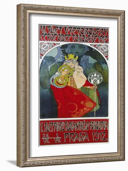 Poster for the 6th Meeting of the Czech Sokol-Union, Prague 1912-Alphonse Mucha-Framed Giclee Print