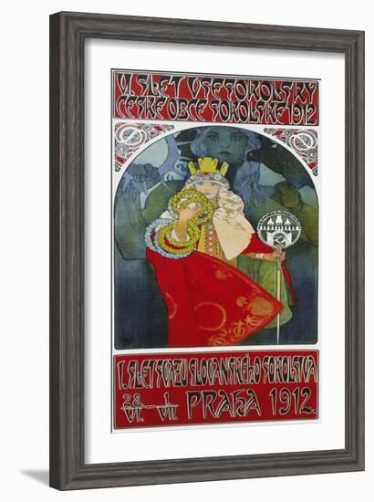 Poster for the 6th Meeting of the Czech Sokol-Union, Prague 1912-Alphonse Mucha-Framed Giclee Print