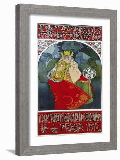 Poster for the 6th Meeting of the Czech Sokol-Union, Prague 1912-Alphonse Mucha-Framed Giclee Print