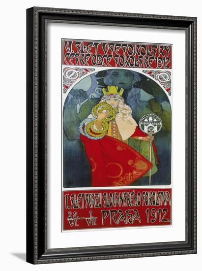 Poster for the 6th Meeting of the Czech Sokol-Union, Prague 1912-Alphonse Mucha-Framed Giclee Print