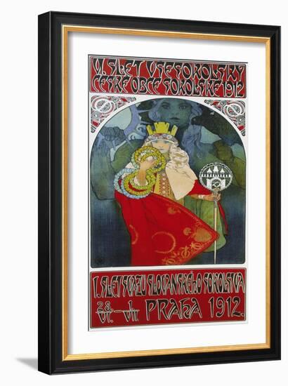 Poster for the 6th Meeting of the Czech Sokol-Union, Prague 1912-Alphonse Mucha-Framed Giclee Print