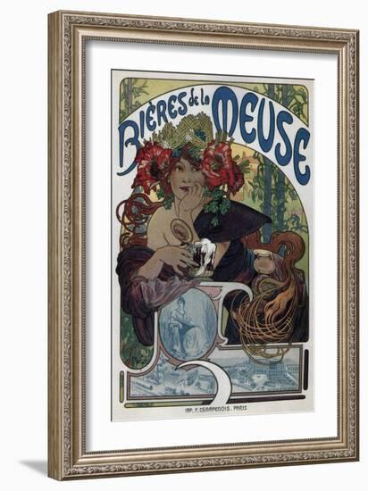 Poster for the Bieres De La Meuse, 1897-Alphonse Mucha-Framed Giclee Print