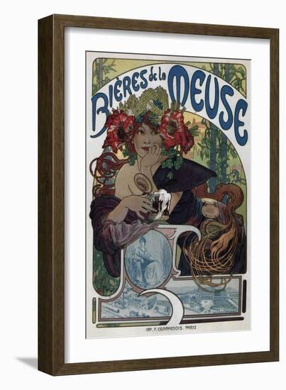 Poster for the Bieres De La Meuse, 1897-Alphonse Mucha-Framed Giclee Print