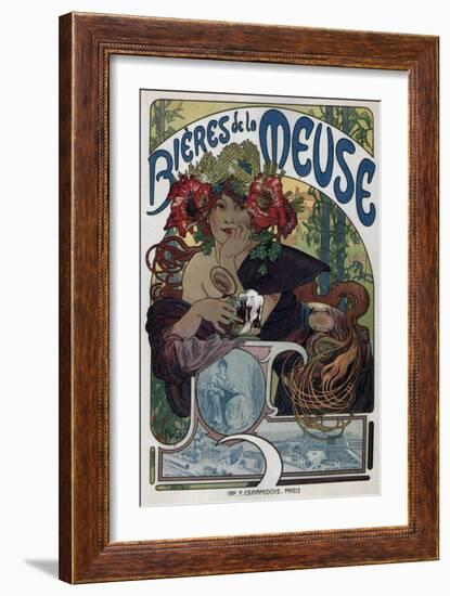 Poster for the Bieres De La Meuse, 1897-Alphonse Mucha-Framed Giclee Print