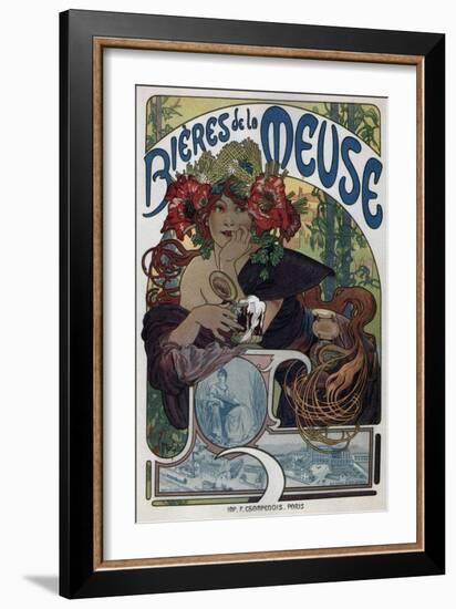 Poster for the Bieres De La Meuse, 1897-Alphonse Mucha-Framed Giclee Print