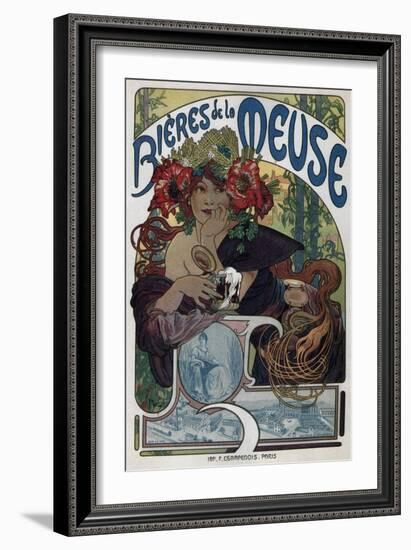 Poster for the Bieres De La Meuse, 1897-Alphonse Mucha-Framed Giclee Print