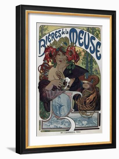 Poster for the Bieres De La Meuse, 1897-Alphonse Mucha-Framed Giclee Print