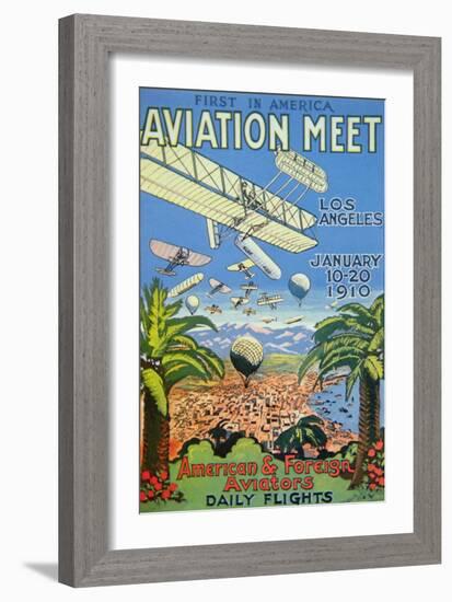 Poster for the First America Aviation Meet, Los Angeles, 1910-null-Framed Giclee Print