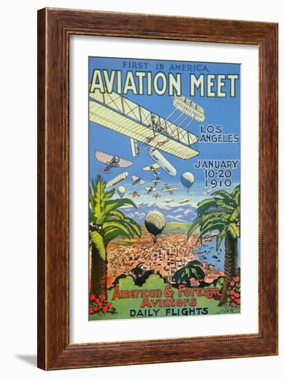 Poster for the First America Aviation Meet, Los Angeles, 1910-null-Framed Giclee Print