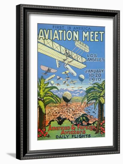 Poster for the First America Aviation Meet, Los Angeles, 1910-null-Framed Giclee Print