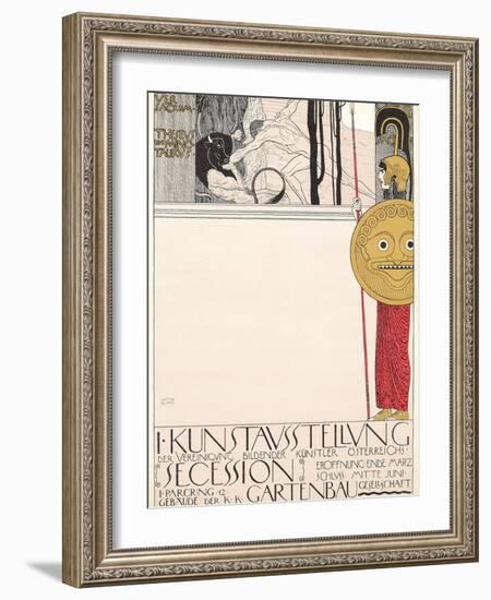 Poster for the First Secessionist Exhibition in Vienna in 1898 (Censored Version), 1898-Gustav Klimt-Framed Giclee Print