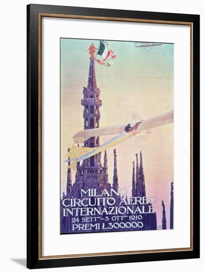 Poster for the International Flying Circuit in Milan, Picturing an Antoniette Monoplane-null-Framed Giclee Print