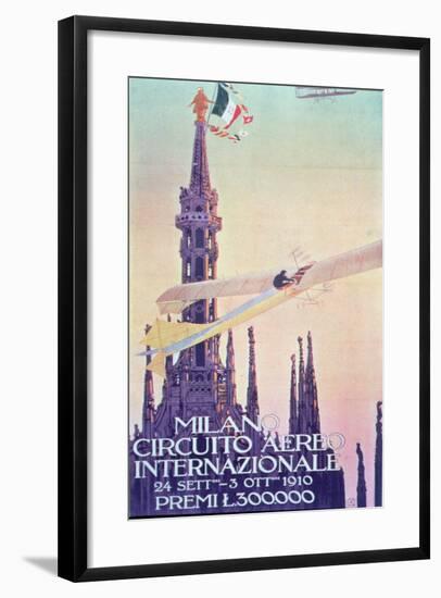 Poster for the International Flying Circuit in Milan, Picturing an Antoniette Monoplane-null-Framed Giclee Print