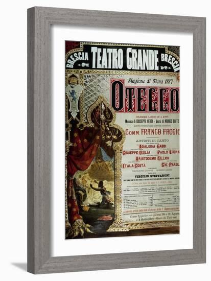 Poster for the production of Othello by Giuseppe Verdi in Brescia, Teatro Grande, 1887-null-Framed Giclee Print