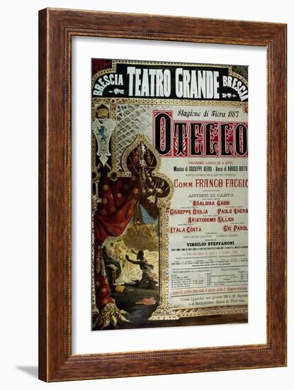 Poster for the production of Othello by Giuseppe Verdi in Brescia, Teatro Grande, 1887-null-Framed Giclee Print