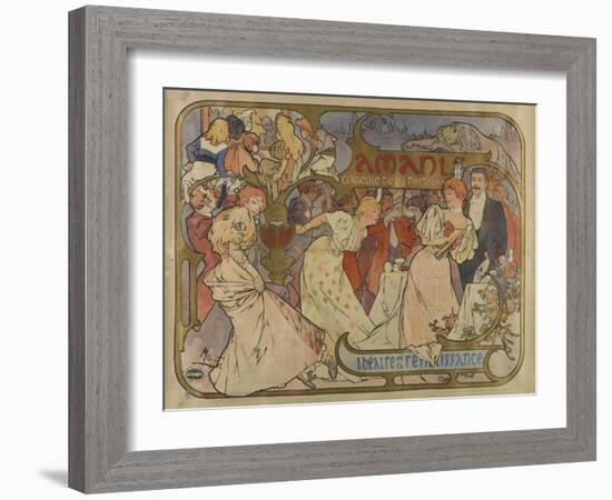 Poster for the Show "Les Amants"-Alphonse Mucha-Framed Giclee Print