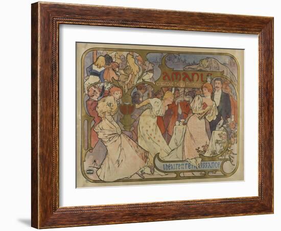 Poster for the Show "Les Amants"-Alphonse Mucha-Framed Giclee Print