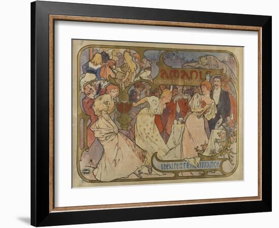 Poster for the Show "Les Amants"-Alphonse Mucha-Framed Giclee Print