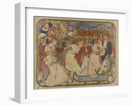 Poster for the Show "Les Amants"-Alphonse Mucha-Framed Giclee Print