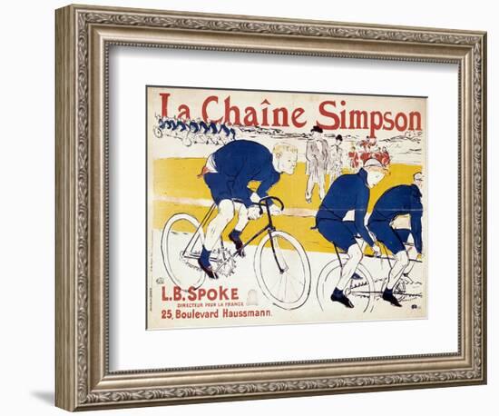 Poster for the Simpson Bicycle Chains. Illustration by Henri De Toulouse Lautrec (Toulouse-Lautrec)-Henri de Toulouse-Lautrec-Framed Giclee Print