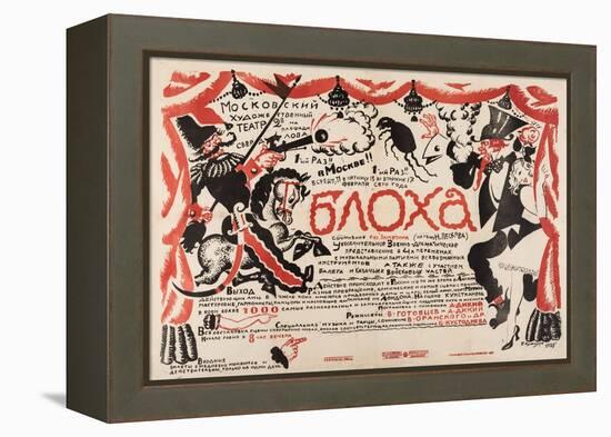Poster for the Theatre Play the Flea by E. Zamyatin, 1925 (Lithograph)-Boris Mikhailovich Kustodiev-Framed Premier Image Canvas