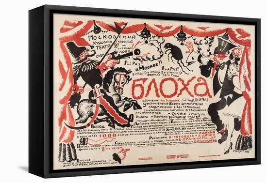 Poster for the Theatre Play the Flea by E. Zamyatin, 1925 (Lithograph)-Boris Mikhailovich Kustodiev-Framed Premier Image Canvas