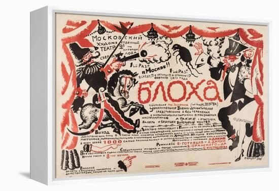 Poster for the Theatre Play the Flea by E. Zamyatin, 1925 (Lithograph)-Boris Mikhailovich Kustodiev-Framed Premier Image Canvas