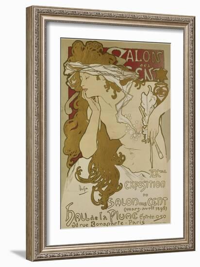 Poster for the Xv. Exhibition of Salon des Cent 1896-Alphonse Mucha-Framed Giclee Print