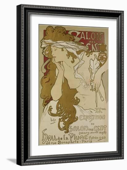 Poster for the Xv. Exhibition of Salon des Cent 1896-Alphonse Mucha-Framed Giclee Print