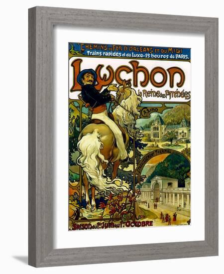 Poster for Trains to Luchon, France, 1895-Alphonse Mucha-Framed Giclee Print