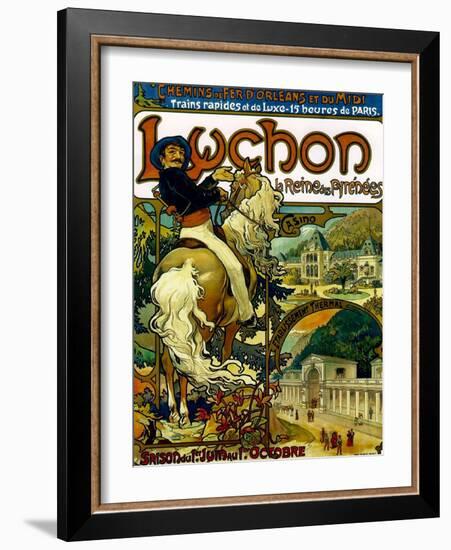 Poster for Trains to Luchon, France, 1895-Alphonse Mucha-Framed Giclee Print